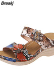 New Summer Women Sandals Leopard Mid Heel Platform Wedges Ladies Shoes Snake Patterns Peep Toe Female Casual Roman