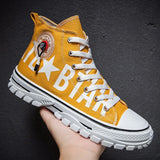 Canvas Shoes High Top Flat Shoes for Men Black White Sneakers Non-slip Shoes Canvas Sneakers Sneakers for Men Casual