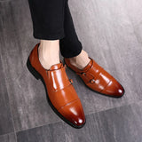 Men's Dress Shoes Formal Men Monk Shoes Oxford Shoes For Men Wedding Dress Brand Leather Double Buckles Shoes big