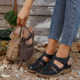 Breakj Octopus Sandals Women Velcro Paste Hollow Car Stitches Baotou Octopus Roman Sandals Women