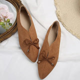Women's Shallow Large-Size Flat-Soled Women's Shoes New Soft Soles Comfortable Bow Tip Korean Version Of Low-Helper