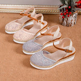 Women Closed Toe Wedge Sandals Women 2024 Summer Buckle Strap Gladiator Shoes Woman Fashion Espadrilles Platform Sandalias