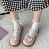 Students lolita shoes bow Girls Round Toe Buckle Straps Shoes JK Commuter Uniform cute shoes kawaii zapatilla