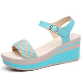 Summer New Sandals Wedge Heel Thickened Increased Sandals Women's Fashion Wild Soft Bottom Non-slip Leather Women's