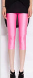 Summer Fluorescent Shiny Leggings Women Spandex Shinny Pant Elasticity Casual Trousers High Waist