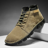 o'clock Street Men's Leather Ankle Boots Stylish Quality Outdoor Shoes for Men Handmade Vintage Casual Flats Lace-up