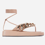 Women Sandals Rock Style Heels Sandals Summer Shoes Women Lace Up Platform Sandalias Mujer Chain Flip Flops Women Wedges