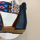 One Belt Sandals Women Summer 2022 Girl Sexy Cotton Fabric Zipper Gradiator Open-Toe Flat Rubber Outsole Shoes Size