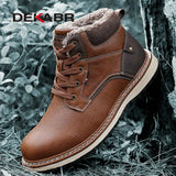 Winter Genuine Leather Ankle Boots High Top Men Casual Shoes Non-slip Super Warm Snow Boots High Quality Fashion