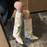 Breakj Trousers Boots 2025 New Net Red Fat Mm Pointed Slope And High But Knee Long Boots