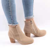 Fashion Autumn Winter Women Boots Solid European Ladies Shoes Boots Suede Leather Ankle Boots with Thick Scrub Size