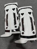 Breakj New 2023 Thick Heel Boots Color Show Western Boots Women's Full Cowhide Plus Size Martin