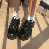 Breakj Small Leather Shoes Female 2023 New British Wind Platform Platform Shoes Ins Flat Versatile Single