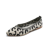 Fashion Breathable Leopard Mesh Ballet Flats Pointed Toe Slip On Loafers Women Casual Soft Rubber Sole Boat
