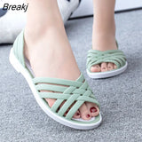 2023 Summer New Hollow Out Beach Shoes Fashion Outdoor Jelly Sandalias Mujer Flat Casual Comfortable Soft Sole Mom
