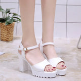 Breakj 2023 New Korean Version Of The Thick Heel With Fish Mouth Sandals Waterproof Table Set High Heel Thick-Soled Women's