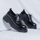 Breakj Shoes Men Low Bang Martin Boots Thick Platform Work Shoes British Couples Casual Cool Black Little Leather Shoes