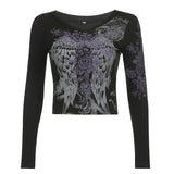 Harajuku Mall Gothic Graphic T Shirts Women Printed Grunge Basic Crop Top Tshirts 2000s Aesthetic Autumn Tee
