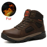 Split Leather Men Waterproof Warm Boots Men Casual Shoes Fashion Ankle Boots For Men High Top Outdoor Winter Men