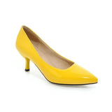 Breakj Middle Heel Single Shoe Large Size Paint Surface Fine Heel