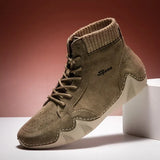 Winter Men Boots Fashion Handmade Casual Motorcycle Boots Luxury Brand Leather High Top Shoes For Men Botas Hombre Big