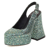 Female Slingbacks Pumps Super High Heel Platform Slip On Bling Trendy Fashion Wedding Party Shoes 2022 Spring