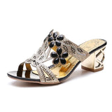 Female 2023 New Thick Heel Open Toe Women's Shoes Hollow Out Diamond Wear High Heel Cool