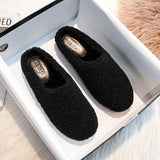 Size 43 Women Lambswool Slippers Winter Sheep Fur Shoes Ladies Flat Cotton Slides Home Pantuflas Daily Slip On Furry
