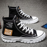 Canvas Shoes High Top Flat Shoes for Men Black White Sneakers Non-slip Shoes Canvas Sneakers Sneakers for Men Casual