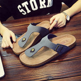 New Men's PU Leather Mule Clogs Slippers High Quality Soft Cork Flip Flops Buckle Slides Footwear For Men Women