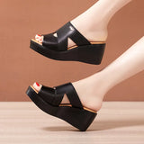 Heel Sandals Slippers Women's 2023 Summer New Style Muffin Thick-Soled Waterproof Platform Women's Outer Wear Medium Heel Large Size 4143