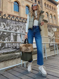 Winter Women Chic Green Pleated Double Wear Vest Jacket Female Fashion Zipper Sleeveless Coat Girls Casual