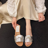 Breakj Large-Size Slippers Women 2025 New Flat-Soled Sandals Trend One-字字 Color