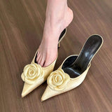 Breakj Zi Yan 2024 Spring / Summer New High Heel Pointed Head Cool Sandals Sandals Women's Shoes Rose Lady Outside Wear Fashionable