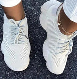 Autumn Sneakers Women's Mesh Flats Shoes Woman Lace Up Casual Female Shoe Comfort Candy Color Solid Ladies Plus Size