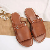 Breakj 2025 Summer New Slippers Women Solid Color Weaving Simple Daily Beach