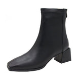 Spring Autumn New Fashion Korean Version Casual Solid Concise Elegant Zip Square Heel Spring Autumn Round