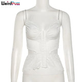 Puss Sexy Camisole Women Corset Top Lace Cut Out Women Deep v-Neck Beach Tunic Waistless Tank Top Sleeveless Fashion