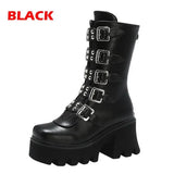 New Punk Women Boots Hot High Heels Big Size 43 Gothic Style Thick Bottom Wedges Shoes Fashion Ankle Boots Woman Pumps