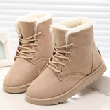 Snow Boots Flat Lace Up Winter Plus Size Platform Ladies Warm Shoes 2021 New Flock Fur Women's Suede Ankle Boots