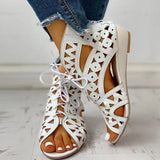Size Women's Shoes 2024 Summer New Women Wear Lace Up Hollow-out Sandals