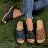 2025 Summer New Simple Leisure Flowers Hollow Low And Word Women's Slope And