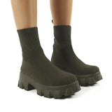 Autumn Socks Boots Woman Stretch Fabric Mid-Calf Casual Platform Shoes Knitted Short Boots Women Plus Size Boots New