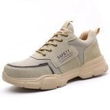 Safety Work Shoes With Steel Toe Kevlar Puncture-Proof Anti-Smashing Ankle Boots Protective Sneakers Casual Leather