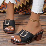 Breakj Mouth Slippers Women 2025 Summer New Size Coarse And Fang Buckle Type High Heel