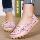 Shoes Genuine Cow Leather Soft Comfy Ladies Flat Shoes Outdoor Candy Colors Ballet Women Footwear Lace-Up Zapatos