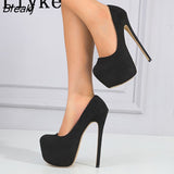 Fashion Brand Women Platform Pumps Sexy Thick Bottom Round Toe Extreme High Heels Ladies Party Prom Shoes Stilettos
