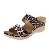 Breakj Round Head Leopard-Snake High-Shoe Women's Slope And Slippers 2025 Summer New Large-Size