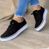 For Women 2022 Autumn Woman Flats Vulcanize Shoes Solid Ladies Bordered Sneakers Casual Female Flat Footwear Plus Size