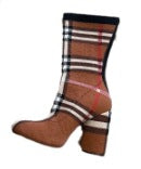 Breakj New 2024 Plaid Over-The-Knee Boots High Heel Round Head Boots Women's Thick Heel Rear Zipper Versatile Stretch